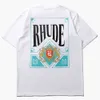 Mens Fashion Brand American Yee Casual RHUDE Royal Print Round Neck Short Sleeve T-shirt Luxury Hip Hop Streetwear Tshirts