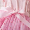 Girl Dresses Girls Dots Princess Summer 2024 Kids Sleeve Mesh Tulle Tutu Birthday Party Gown Baby Dress With Belt 2-6 Years