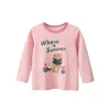 T-shirts 2024 Spring och Autumn New T-shirt Girl Cartoon Bear Long Sleeved Cotton T-shirt Childrens Top T-shirt Childrens Clothing Direct Shippingl240509