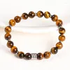 Strand JD Stone natural Tigre amarelo olho preto Pulseiras de aço inoxidável homens homens reiki cura esticada pulseiras de ioga presentes de mão