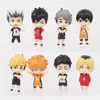 Figuras de brinquedo de ação 8pcs/set haikyuus figura brinquedos q versão kenma kozume shoyo hinata kotaru bokuto yu nishinoya vôlei modelo bonecas t240506