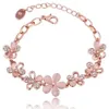 Hochzeitsarmbänder charmant 18K Roségold plattierte Frauen rosa Katzen Eye Opal Blumenkette Armband Geschenk für Frauen Mädchen