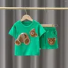 Roupas conjuntos de roupas meninos garotas de verão set baby algodão cartoon o pescoço de manga curta shorts