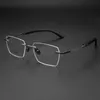 新しいメンズラージスクエアコマーシャルピュアチタンサンダルウッド眼鏡フレームハイエンドブラックフレームレスの大きな顔近視眼鏡