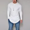 Herrenanzüge A3284 SummeraUtumn Mode Casual Slim Elastic Elastic Soft Solid Long Sleeve Männer T -Shirts Männliche Fit Tops Tee