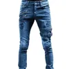 Jean masculin punk punk gothique pantalon glissant zippé pantalon hip-hop conique à jambe slim slim fit mens en détresse moto en détresse Q240509