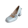 Chaussures habillées Version coréenne Bow Single Shoe Square Toe Mary Jane Spring and Automne Shallow Cut Patent Leather High Talons