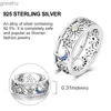 Rings de couple Original 925 Anneau en argent sterling adapté aux femmes Zircon de haute qualité ensemble éternel Love Star Moon Princess Ring Jewelry Gift WX
