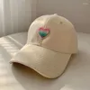 Top Caps Koreli Ins Beyzbol Kapağı Kadınlar y2k Aşk Kalp Nakış Zirvesi Tepedli Hat Renk Ayarlanabilir Uzun Sebim Kadın Güneş Şapkaları