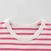 T-shirts de Peach Summer Summer Baby Girl Stripe Short Meninos T-shirt Cotton Casual Camiseta Casual Preschool Top Childrens Topl2405