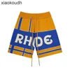 Rhude high -end designer shorts voor trendy chaopai brief kleur matching jacquard gebreide wol casual shorts voor unisex high street capris met 1: 1 originele labels