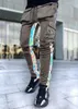 Pantalon pour hommes Réflexion décontractée 2024 Stripe réfléchie Lumière à la nuit Hip Hop Streetwear Pantalon de grande taille Cargo pour hommes