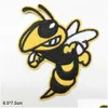 Cartoon Accessories Angry Bee Honeybee Animal Iron On Embroidered Clothes Patches For Clothing Stickers Garment Wholesale Drop Deliver Ots3Y