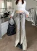 Damen Jeans grau Split Micro Flared Street Lässige Flash-Bock-Bottom Jeanshose Frauen hohe Taille gerade Cowboyhose