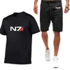 Tracksuits voor heren N7 Mass Effect 2024 Heren Summer Hot Salep Sportswear Cotton Korte T-shirt Top en tweedelig set Y240508