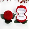 Pudełka biżuterii Rose biżuteria Red Velvet Ring Box do propozycji zaręczynowego magazynu w magazynie ślubnej Pudełko z organizatorem biżuterii