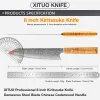 Xituo Damascus Chef Couteau 8 pouces, Pro Damas Super Steel Kitchen Knife, couteau japonais ultra aiguisé avec poignée dorée ergonomique