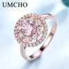 Cluster anneaux Umcho Morganite Gemstone pour femmes authentique 925 STERLING Silver Fashion May Birthstone Ring Gift Romantic Fine Jewelry