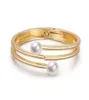 Bangle Womens Pearl Fashion Jewelry Simple Multilayer Line Geometric Gold Armband för gåvor7629990