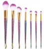 Les pinceaux de maquillage pourpre entièrement 7pcs ensemble en nid d'abeille arc-en-ciel de fond de teint de fond de teint à adoles