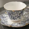 Bone China British Blue and White Coffee Cups and Saucers Set Ceramic Retro European Light Luxury Floral Afternoon Te Cup 240508