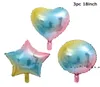 Nuovo gradiente da 18 pollici a forma di cuore a forma di heart a forma di palloncini a palloncino arcobaleno in alluminio decorazioni per feste di compleanno in alluminio rrb144964296546