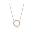 18K ROSE GOLD 925 Sterling Silver Signature Circle Pendant Necklace with Original Box for Pandora CZ Diamond Disc Chain Women Jewerly 258R