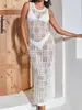 Sukienki swobodne Modne dostrzeganie przez puste rozłam szydełkowane szydełkowe sukienki Maxi Sukienka plażowa Long Beachwear Women DV5012