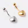 Navelringar 361L Surgical Steel Silver Color Gold Belly Button Ring Hjärt Navel Piercing 14G Söt Belly Bar Piercing Body Jewelry D240509