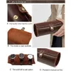 Watch Boxes & Cases Travel Case Roll Organizer Vintage Exquisite Round Shape Leather Storage Bag Unique Gifts For Father Husband Lover 302l