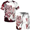 Tracksuits masculin 3D Imprimé animal tigre Tiger t-shirts shorts de sets pour hommes.