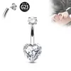 Navel Rings 1PC Crystal Sexy Belly Navel Piercing Titanium Steel Fashion Heart Belly Button Square Rhinestone Navel Rings Belly Piercing d240509