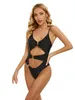 Swimwear Women's Color Couleur de maillot de bain une pièce sexy Femme 2024 Black High Waited Hollow Out Bikini pour les ressorts et les vacances à la plage