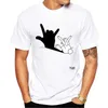 T-shirts masculins thub mode drôle main hommes t-shirt lapin rabbit ombre imprimé tshirts hipster courts slve décontractés t-shirts de base t y240509