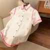 Pink logo High quality designer shirts denim women Hand drawn c Letter embroidery short sleeved shirt designer t shirt