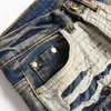 Men's Jeans New Autumn 2023 Street Trend Color Matching Multi Pocket Tear Mid Waist Ultra Thin Elastic Pencil Pants Q240509