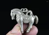 Figurines décoratives 4,5 cm rares vieux chinois miao argent feng shui Horse singe succès pendentif chanceux pendentif