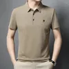 Camisas de camisetas masculinas de verão de seda de alta qualidade de mangas curtas de manga curta