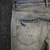Purple Jeans Men American High Street Indigo Repair Bleach GLACH Gradient Low Rise Chude Męskie dżinsy męskie ubranie marki 240509