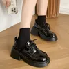 Обувь обувь маогу черная повседневная женщина -женская обувь Оксфордская платформа на каблуках насосы моды 2024 Женщины Осенний раунд ноги плюс 42