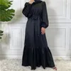 Roupas étnicas Moda cetim impressão ramadã Mulheres muçulmanas abaya maxi vestido peru dubai kaftan djellaba femme musulmane