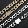 12mm/15mm Hip Hop Cuban Chain Necklace Bracelets Jewelry 5A T Zircon Mens Gift Jewelry Set