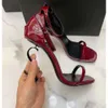 YSL ﾠ Fashion Luxury Sandales Summer Ladies Classic Red High Heels Collocation LETTRES UNIQUES VOLIE VIEUIR CUIR Robe de soirée Chaussures de mariage Plus boîte à chaussures