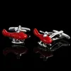 Cuff Links Summer New Brass Punk Style Red Red Enamel Cuffushs Classic Design Mens French Shirt Cufflinks Day Gift Q240508