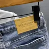 男のためのショートジーンズパンツマンデニムショーツリッピングストレッチワイド韓国のファッションハラジュクとY2Kボタンをカット240509
