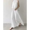Женские брюки Capris Женская одежда Y2K Ширинка белый шелк широкие брюки женская лето с высокой талией.