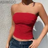 Tanks pour femmes Abingoo 2024 Summer Y2K Streetwear Crops Tops Tee Sans manches Slim Tube Tank Bablé sans dos Sexy Sexy Rucched White Corset Top