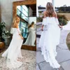 2022 Off épaule Boho Lace Beach Robes de mariée Bohemian Bridal Robe plus taille Photographie Femme Vestidos de Noiva Mariage 3092