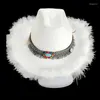 Berets Women Cowboy Hat Wide Brim Bride Cowgirl Bachelorette Party Bridal Headswear