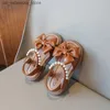 Slipper Girl Sandals 2024 Summer Childrens Pearl Shoes Little Princess Bow Soft Sole Baby Q240409